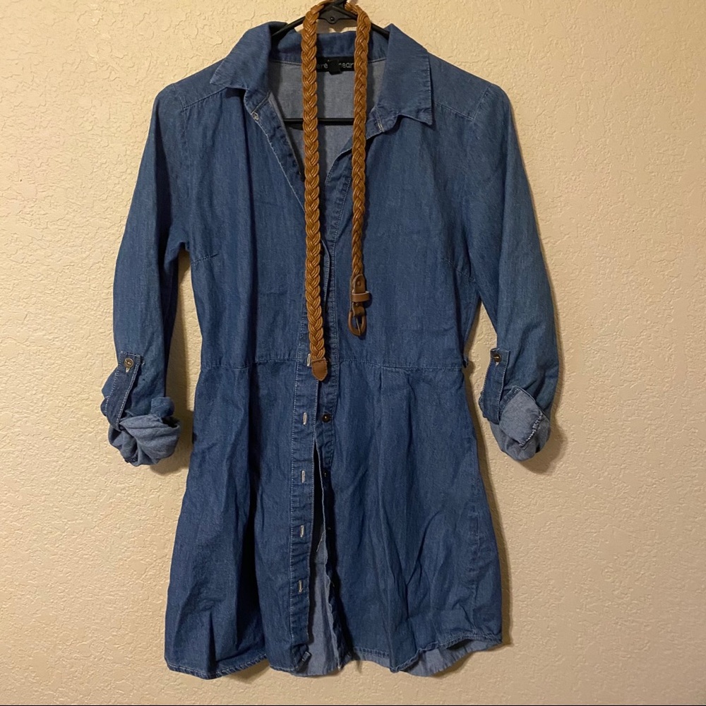 💙Denim style dress with belt!